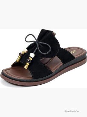 Flat Sandals Open Toe Slides Comfortable Walking Beach Slippers
